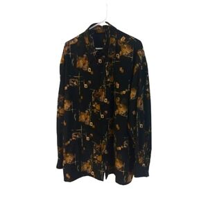 Vintage Monzini Collections Button Down Artsy Abstract Geometric Luxury Manly XL